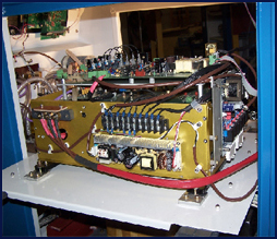 Modular electronics on slide-out platform.